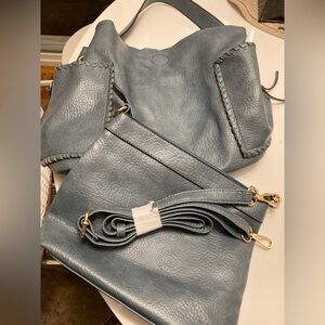 2 purses in 1, Vegan Leather, slate blue